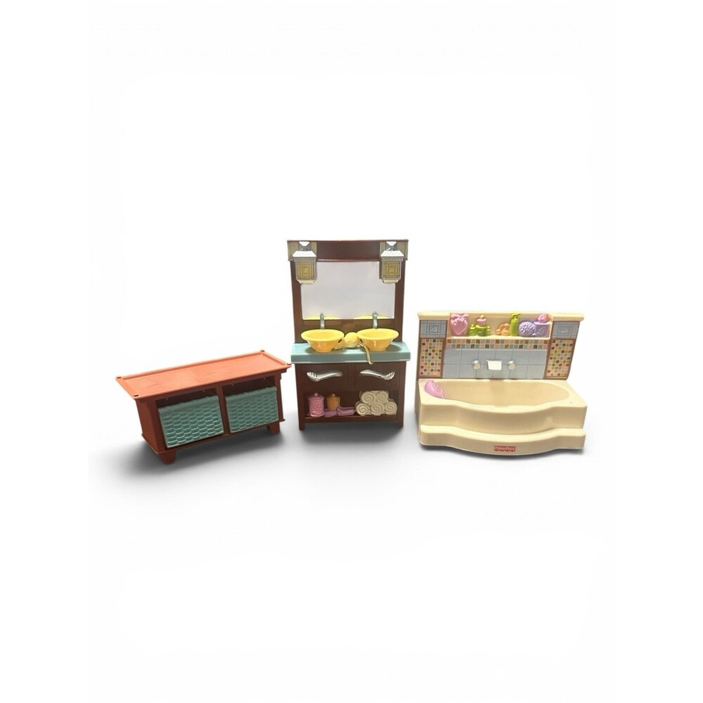 Fisher Price Loving Family Dollhouse Bathroom Furniture Lot Of 3